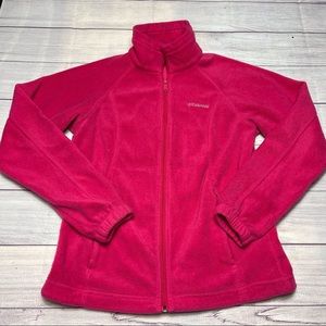 Columbia Womens Activewear Fleece Jacket Full Zip Pink Long Sleeve Sz Medium EUC